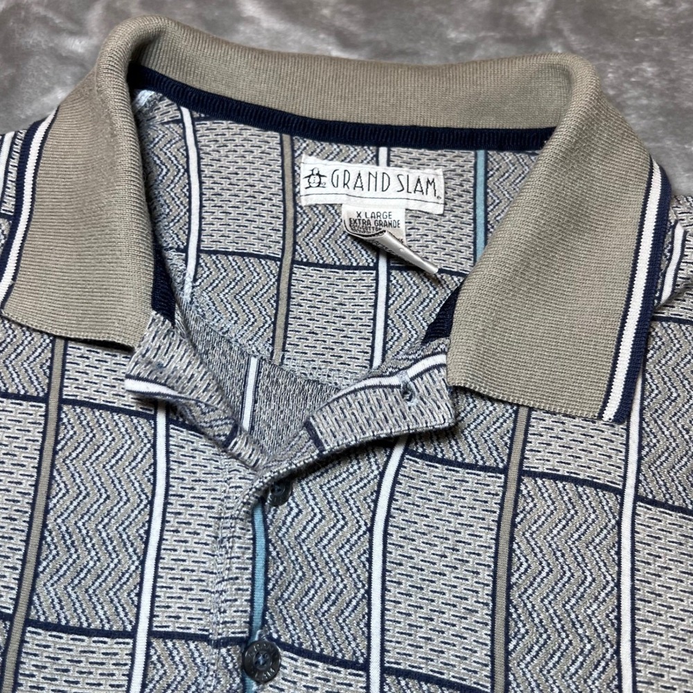 Vintage Grand Slam Mens Size XL Polo Shirt Plaid Golf Casual Short Sleeve Casual - Picture 6 of 12